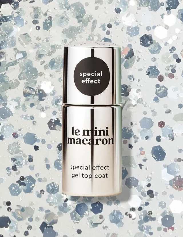 Le Mini Macaron Silver Glitter topcoat 8,5 ml transparent