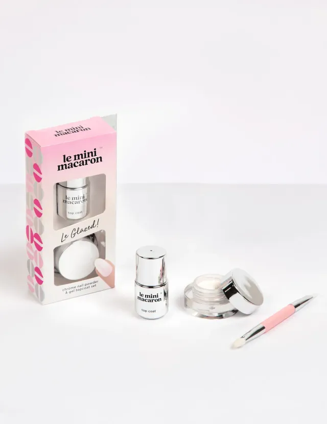 Le Mini Macaron Le Glazed krompulver rosa sett perlemor