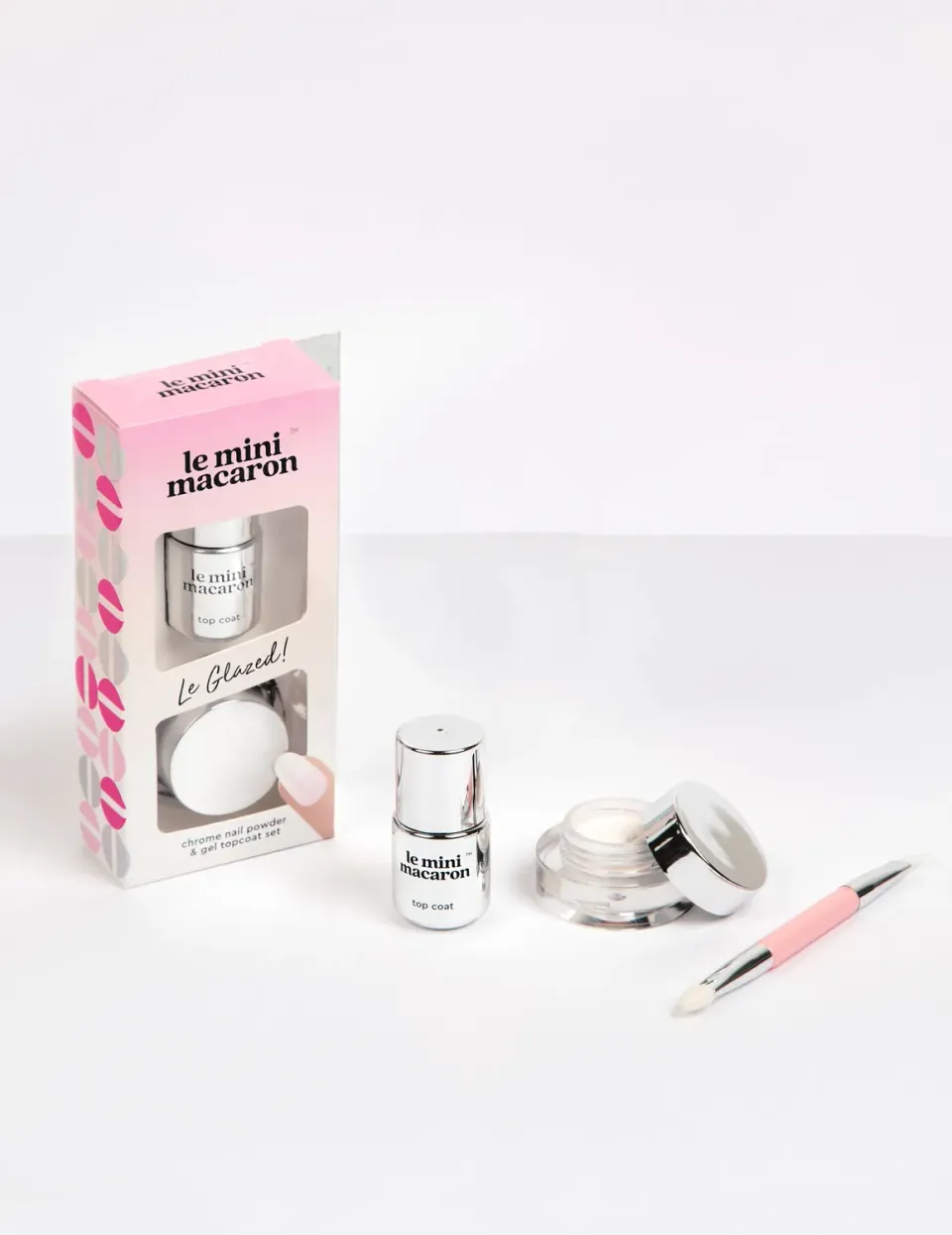 Le Mini Macaron Le Glazed krompulver rosa sett perlemor