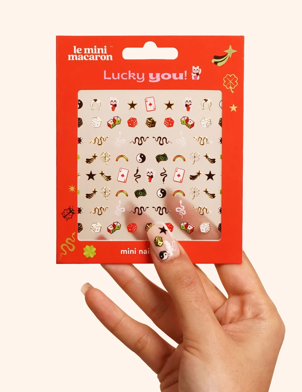 Le Mini Macaron Lucky You negleklistremerker lykkesymboler