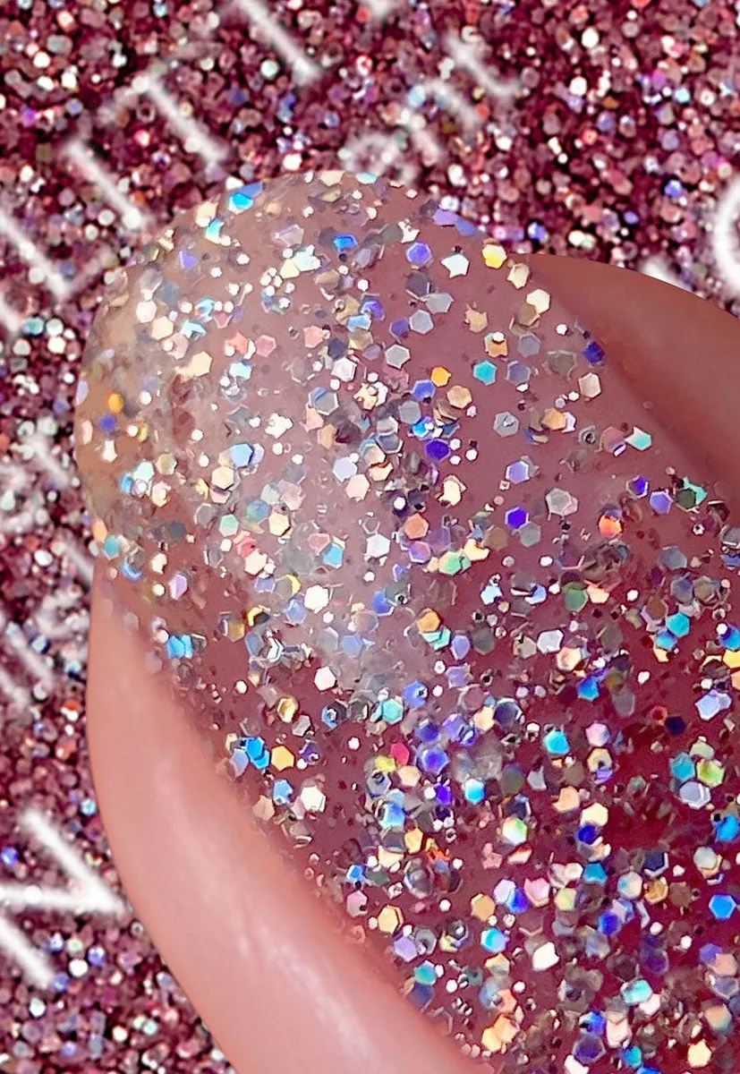 Nails Inc London HD Glitter neglelakk All Amped Up rosa glitter