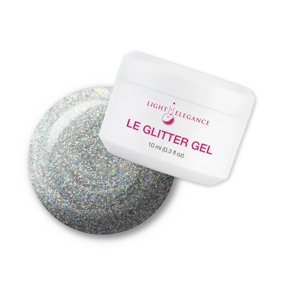 Light Elegance Disco Glitter Gel 10 ml sølv full dekkevne