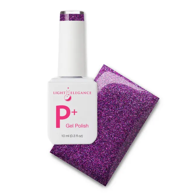Light Elegance P+ Intoxicating gellakk 10 ml lilla glitter