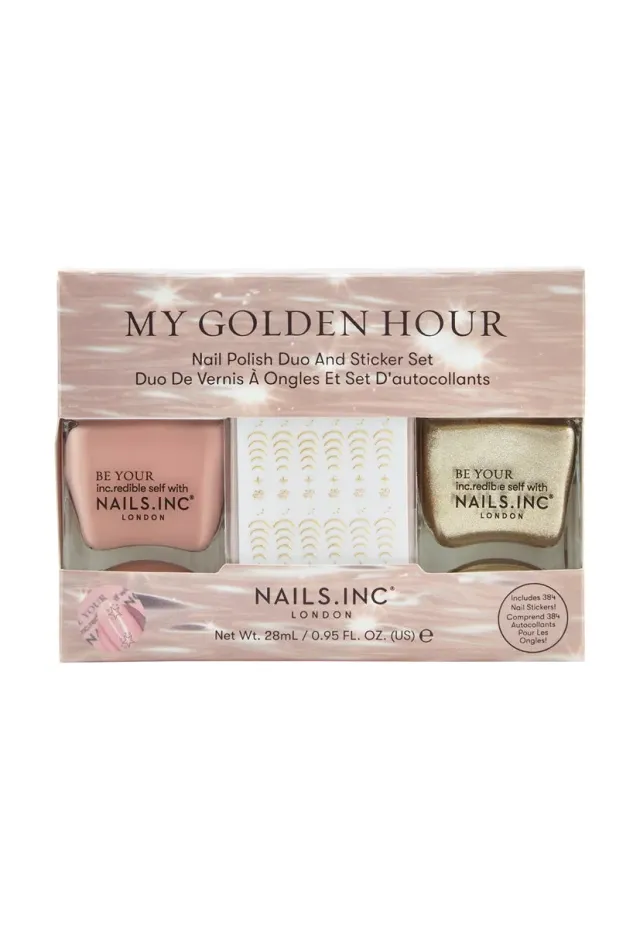 Nails Inc My Golden Hour neglelakk duo gull metallic