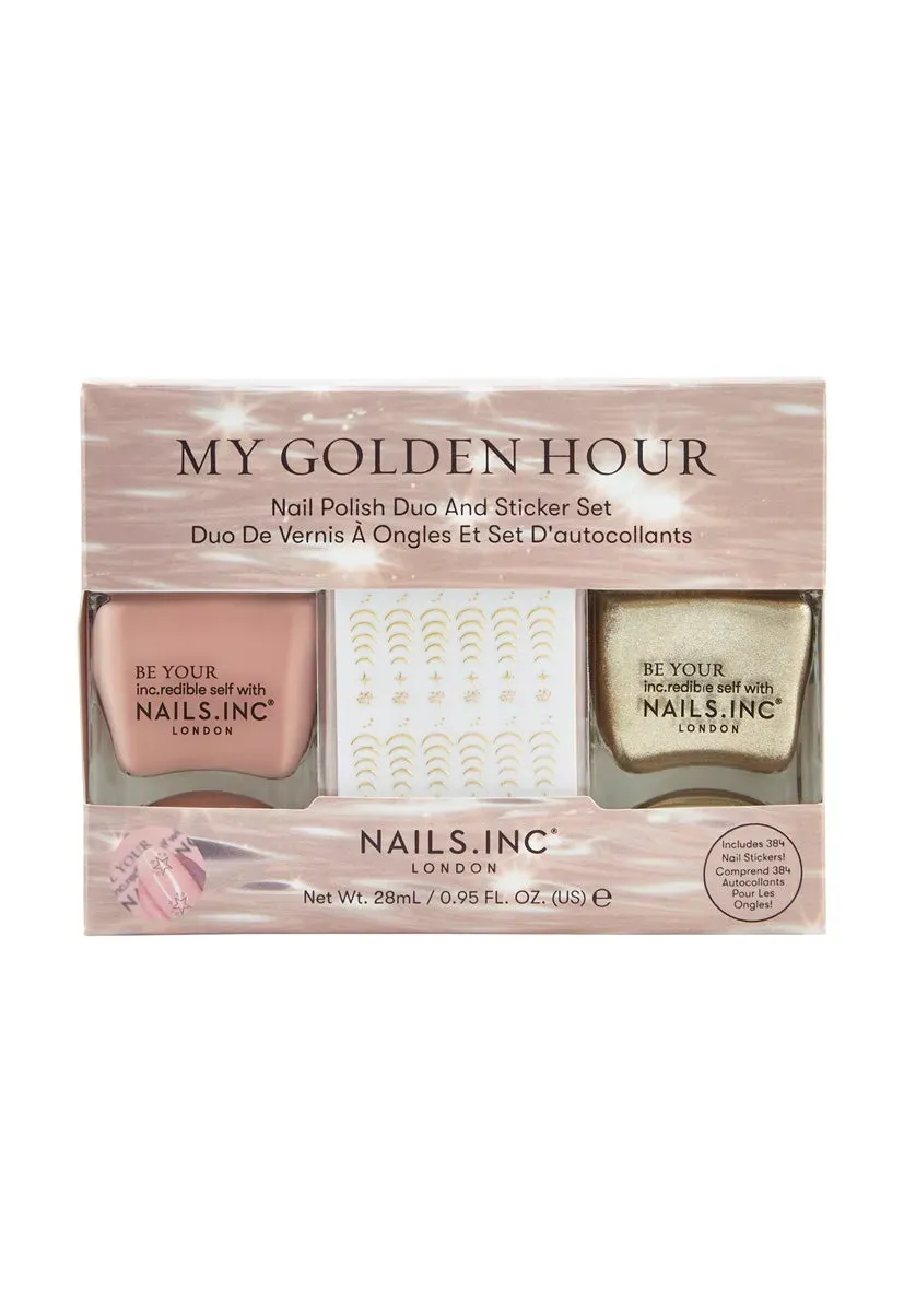 Nails Inc My Golden Hour neglelakk duo metallisk