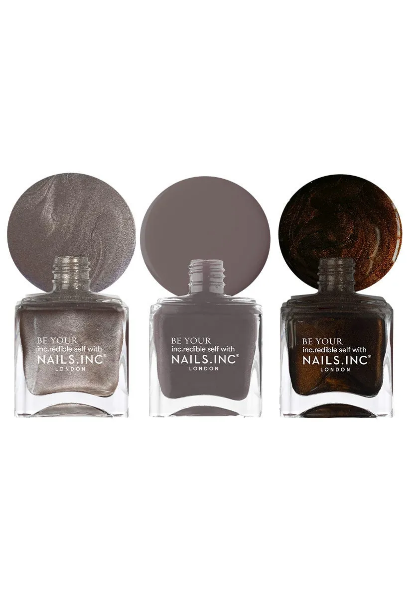 Nails Inc Runway Ready neglelakksett 3 stk brun krem