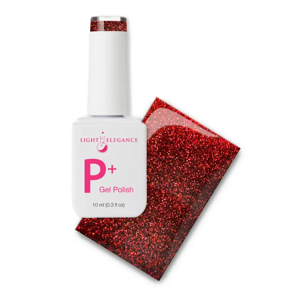 Light Elegance P+ I Smell a Party gellakk 10 ml rød glitter