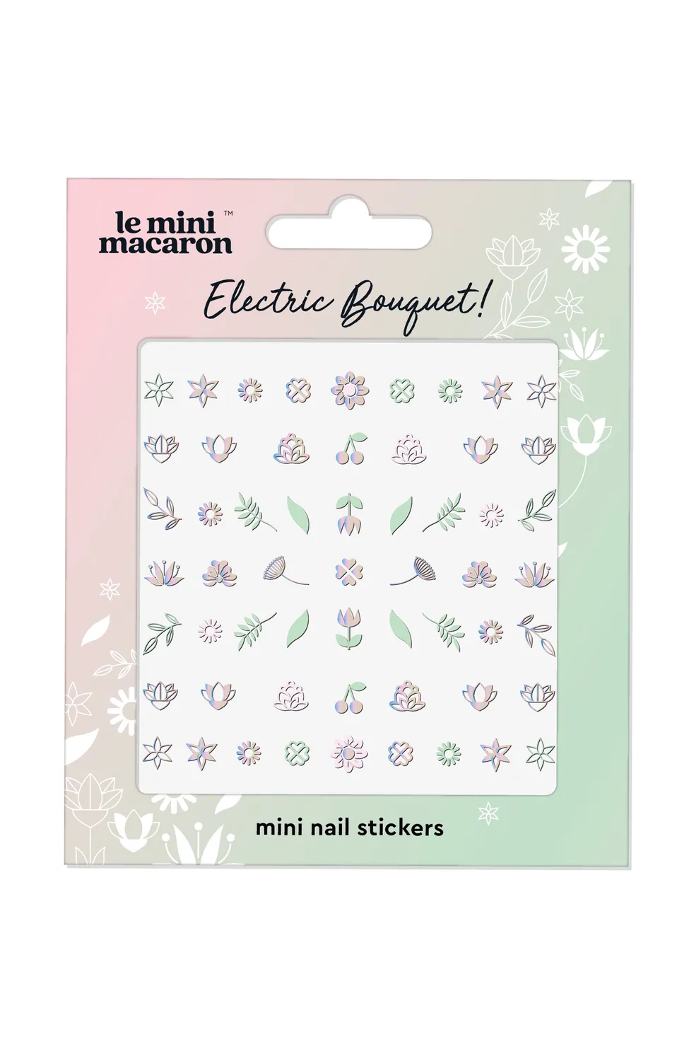 Le Mini Macaron Electric Bouquet negleklistremerker holografiske blomster