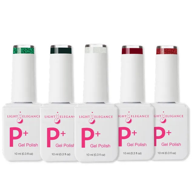 Light Elegance P+ Christmas Bundle gellakksett 5x10 ml jul
