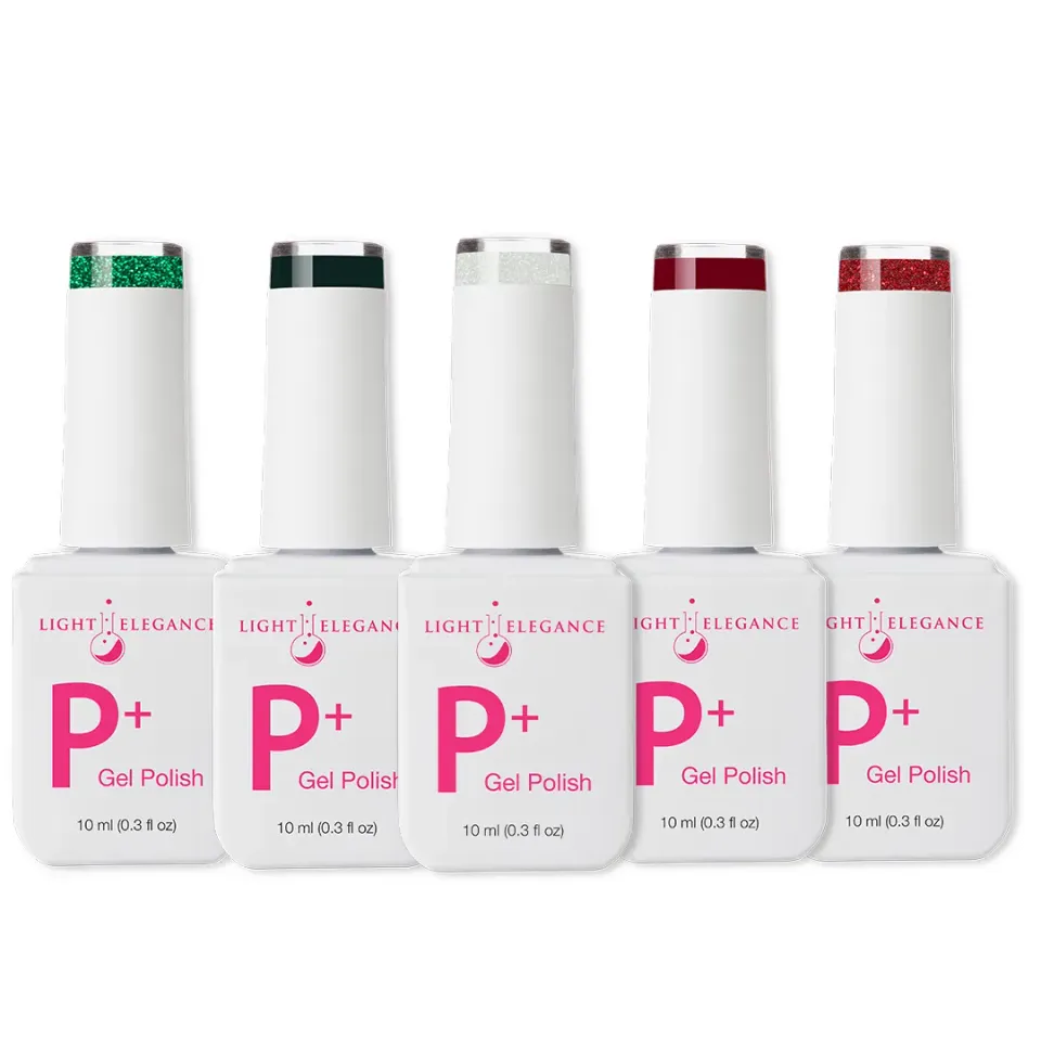 Light Elegance P+ Christmas Bundle gellakksett 5x10 ml jul