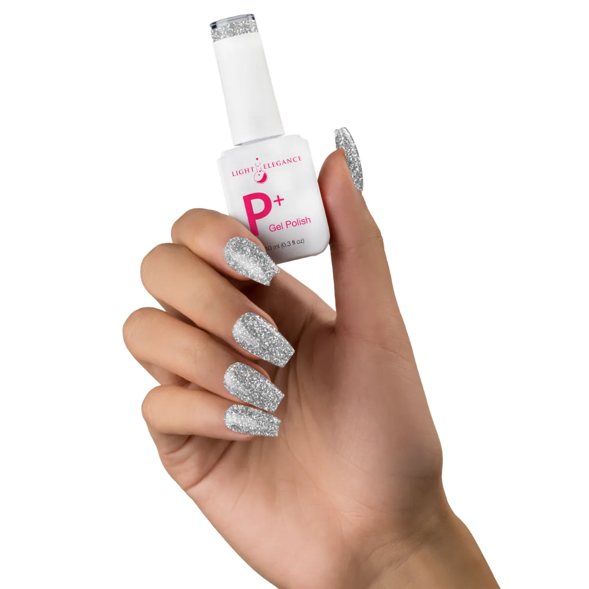 Light Elegance P+ Sterling glitter gellakk 10 ml sølv