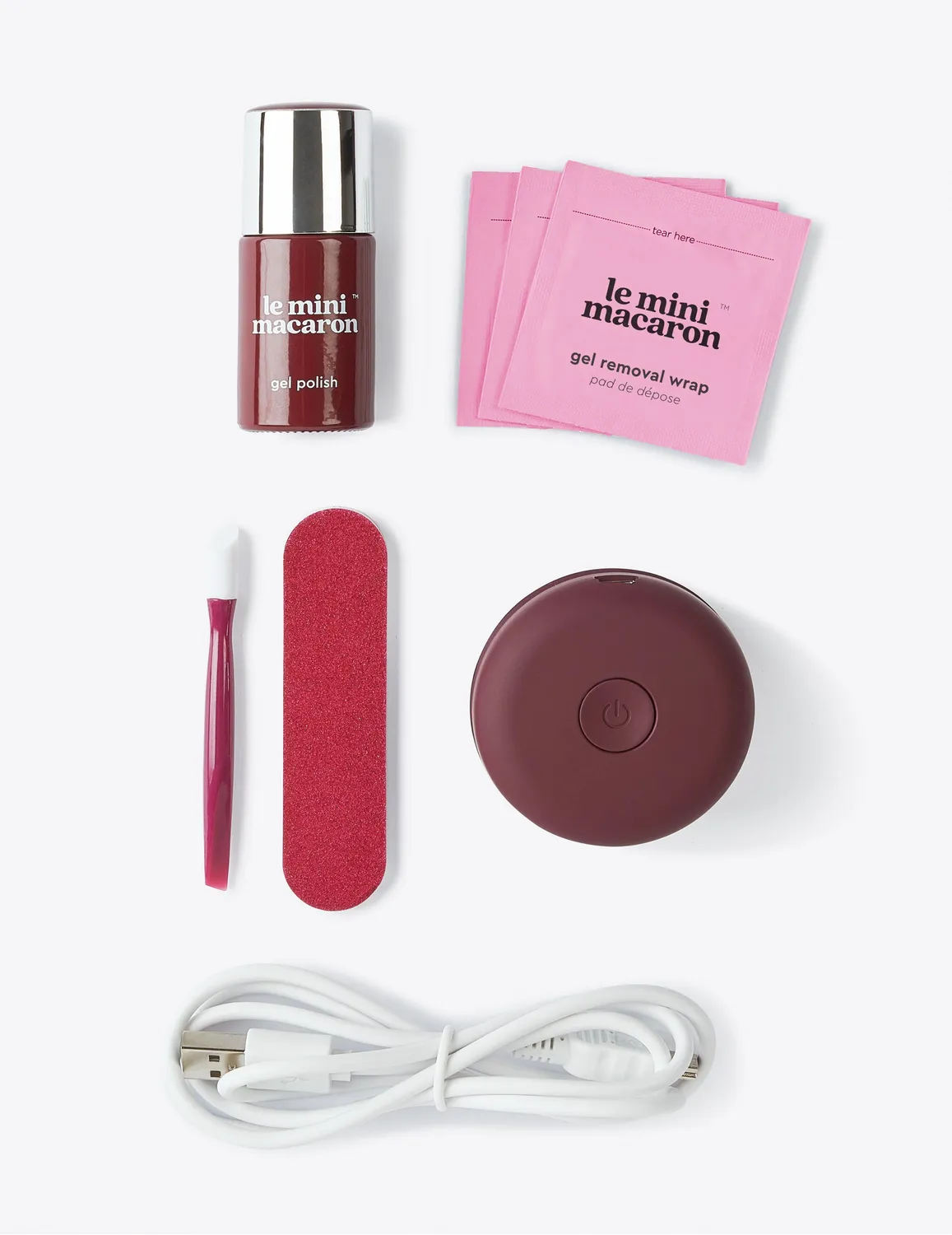 Le Mini Macaron Cassis gelmanikyrkit mørkerød