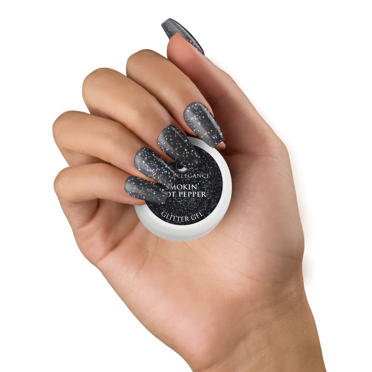 Light Elegance Glitter Smokin Hot Pepper neglegelé svart 10 ml