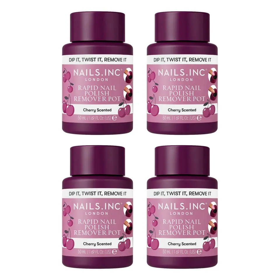 Nails Inc Cherry neglelakkfjerner 4-pk kirsebær