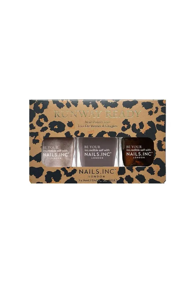Nails Inc Runway Ready neglelakksett 3 stk brun krem