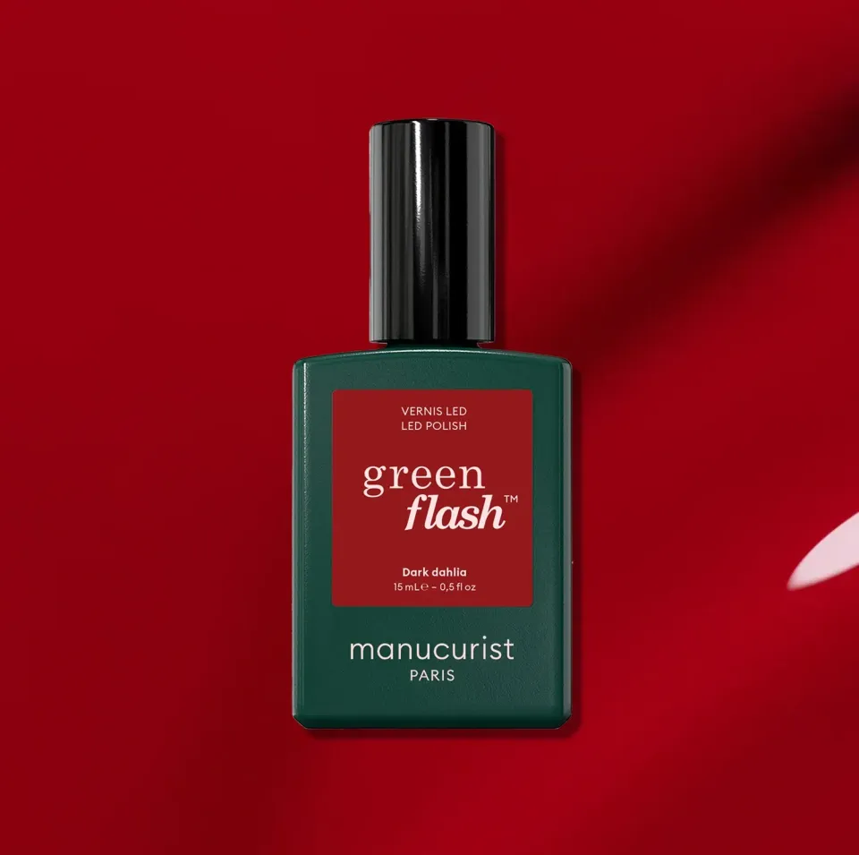 Manucurist Green Flash Dark Dahlia gel neglelakk mørk rød
