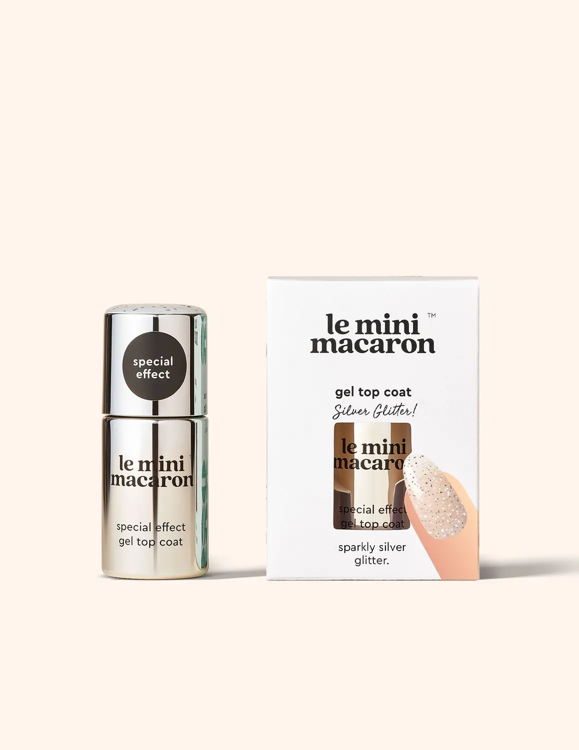 Le Mini Macaron Silver Glitter topcoat 8,5 ml transparent