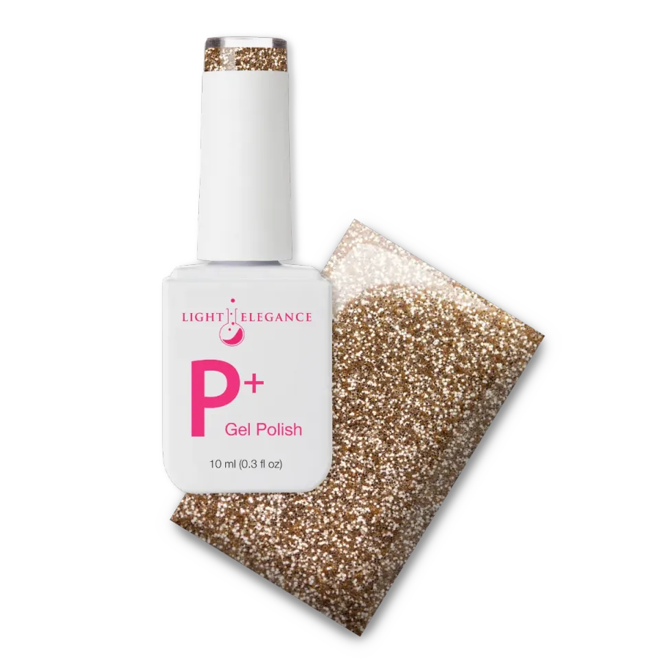 Light Elegance P+ Gold Glitter gelelakk 10 ml gull
