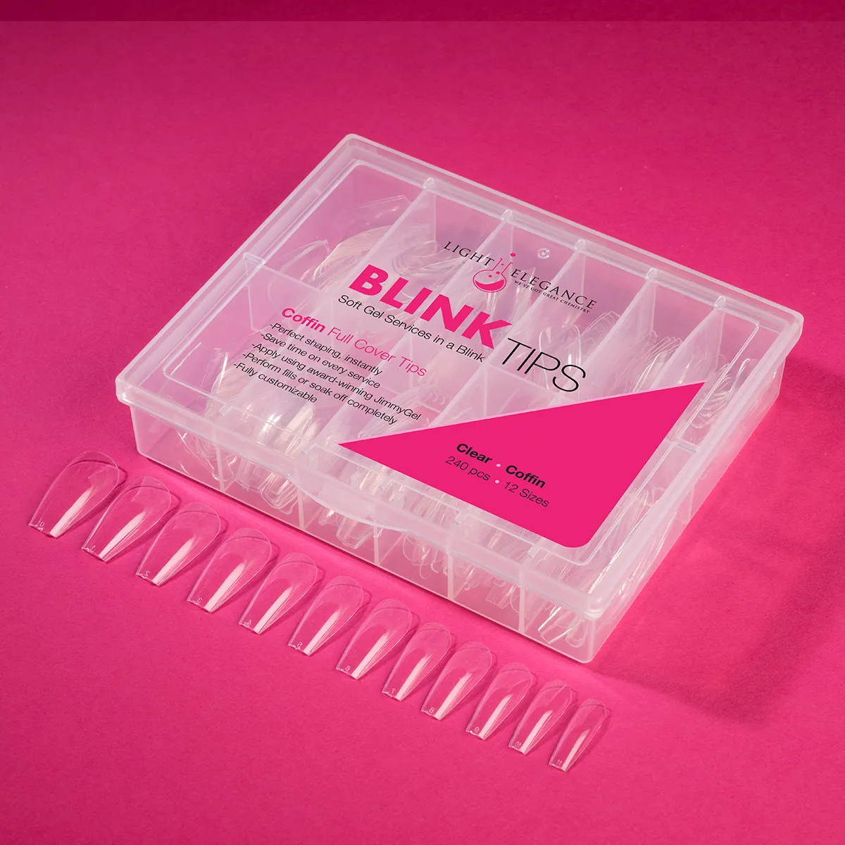 Light Elegance BLINKTips Coffin negletipper 240 stk fleksibel