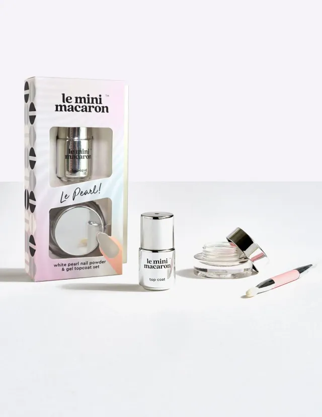 Le Mini Macaron Le Pearl neglepulver sett hvit perlemor