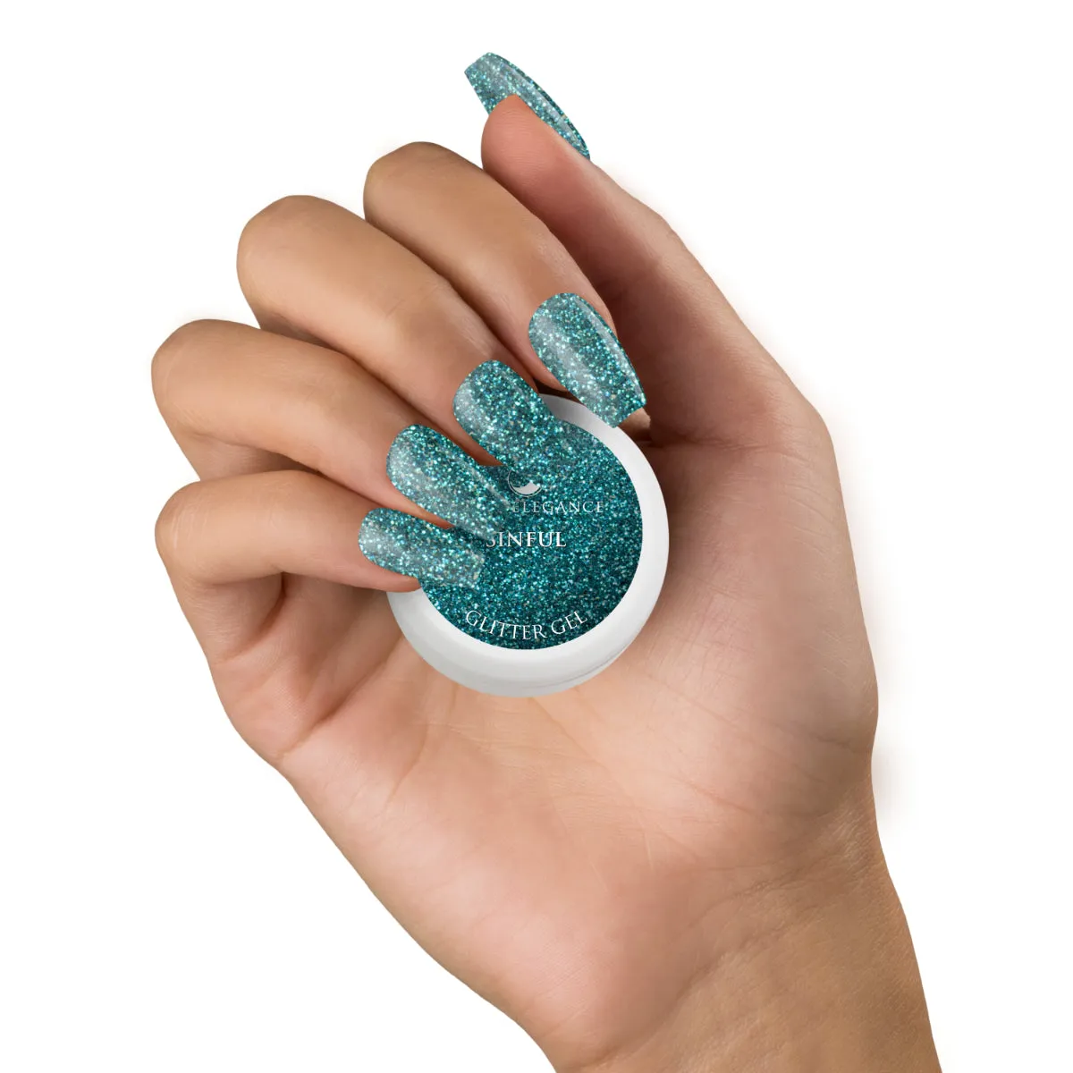 Light Elegance Sinful glittergel 10 ml blå-grønn dekkevne