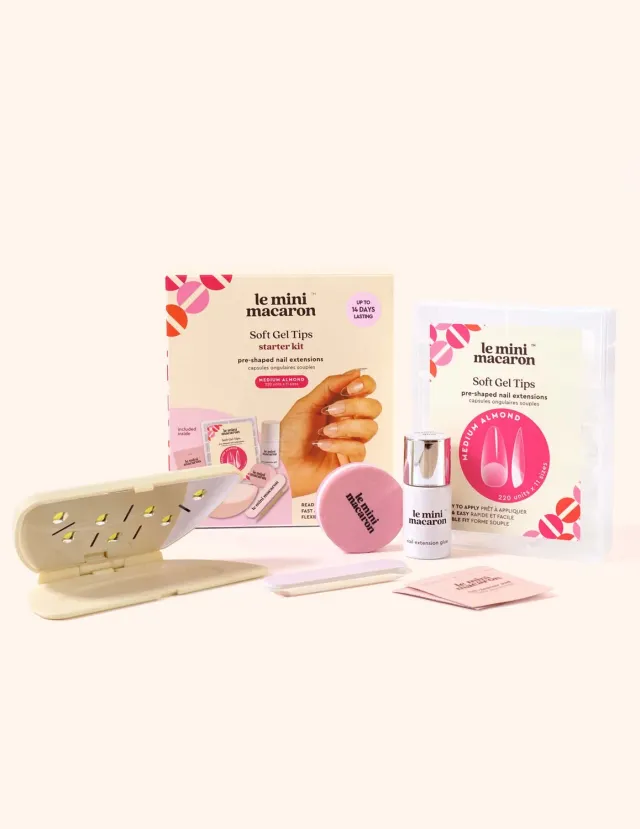 Le Mini Macaron Starter Kit Soft Gel Tips neglesett medium almond