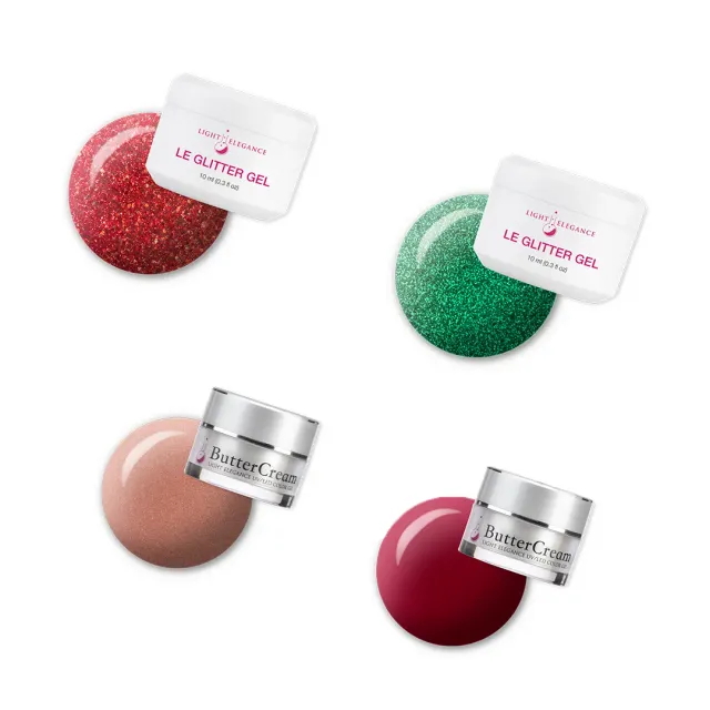 Light Elegance Holiday hardgel bundle 4-pk rød grønn glitter