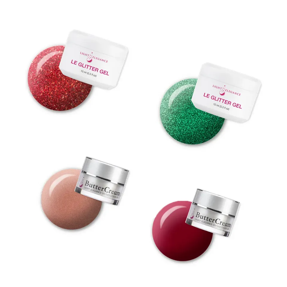 Light Elegance Holiday hardgel bundle 4-pk rød grønn glitter