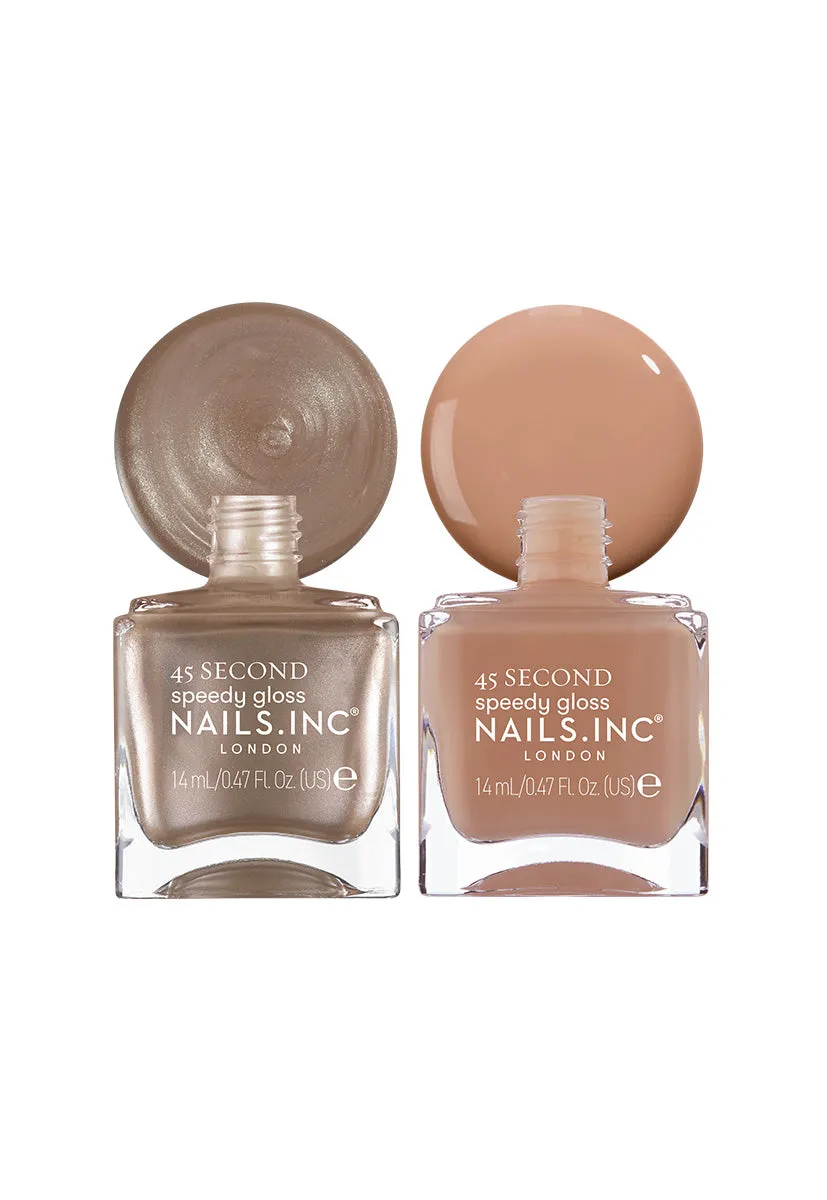 Nails Inc Mocha Mousse neglelakk 2-pakning brun krem