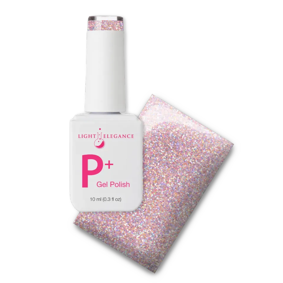 Light Elegance P+ Over the Moon gellakk 10 ml babyrosa glitter