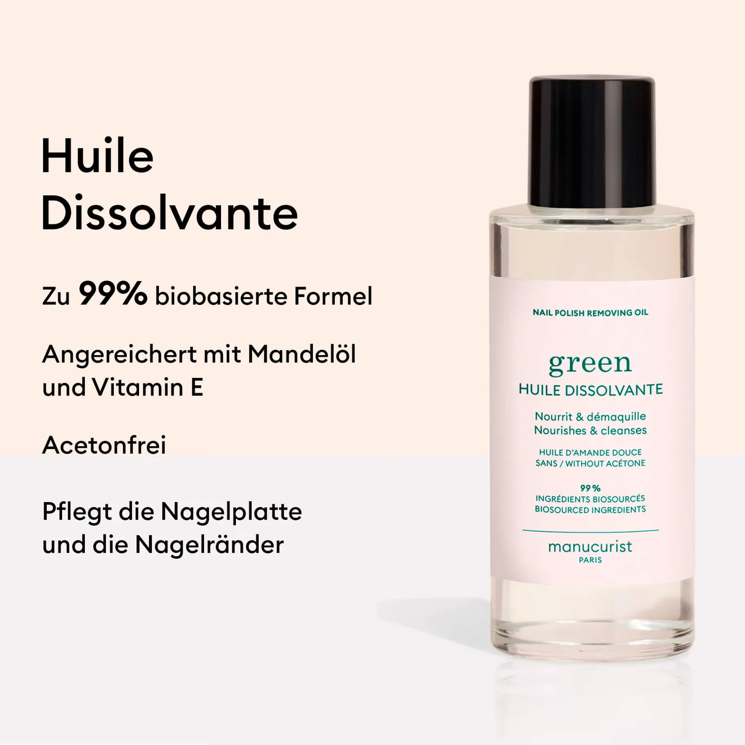 Manucurist Green neglelakkfjerner olje 100 ml mild