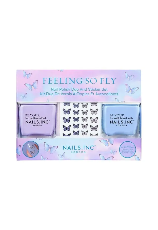Nails Inc London Feeling So Fly neglelakksett med stickers lilla