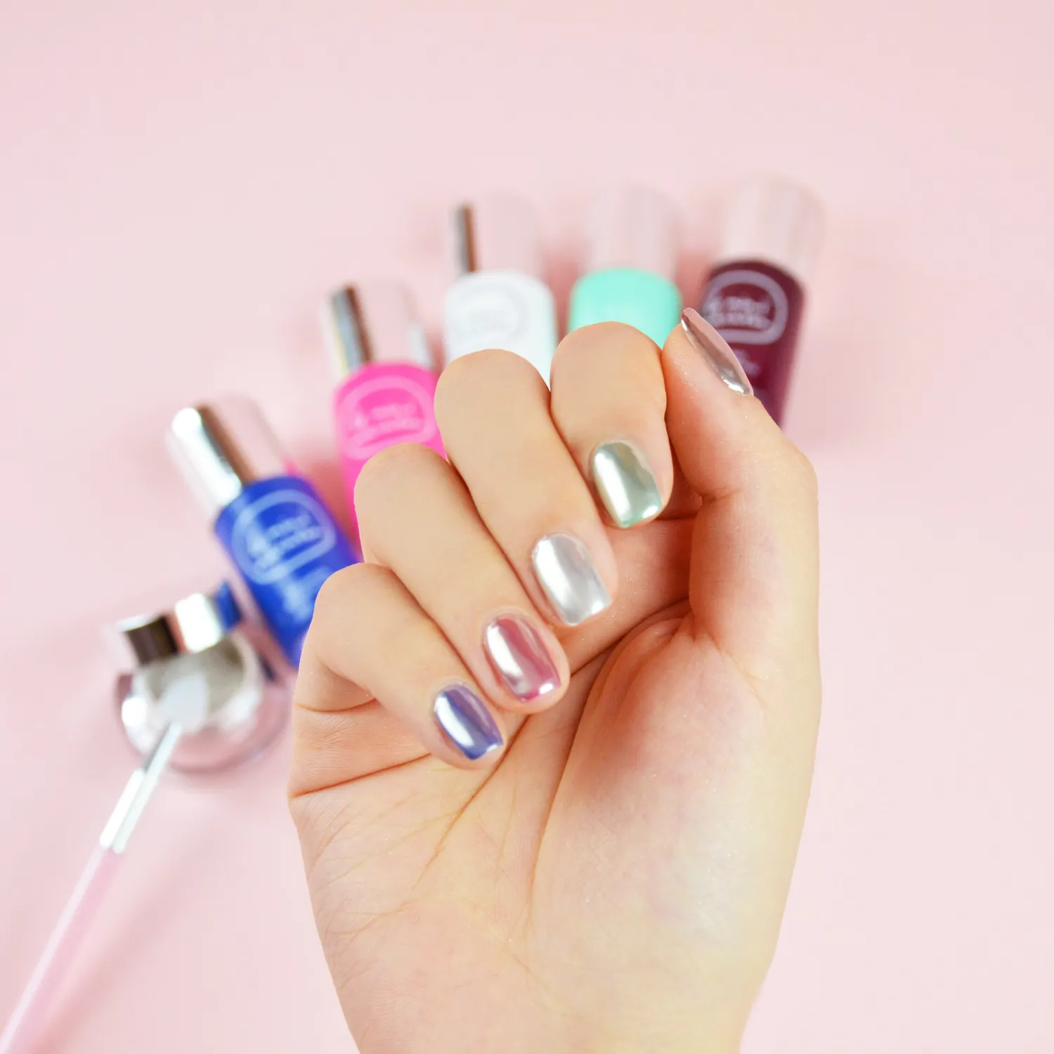 Le Mini Macaron Le Métallique krompudder sett 5 ml sølv