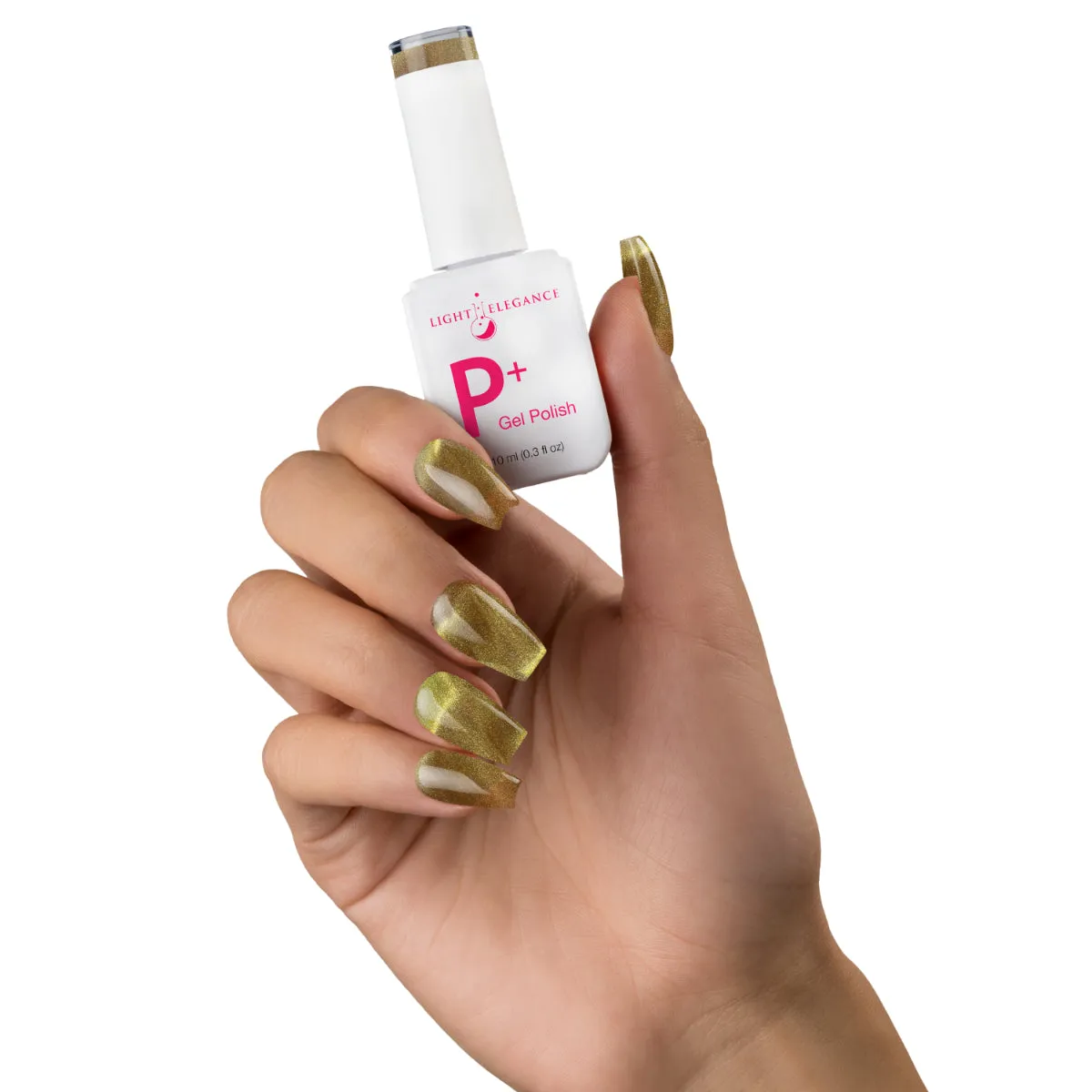 Light Elegance P+ Golden Kitty gellakk 10 ml gull cat eye