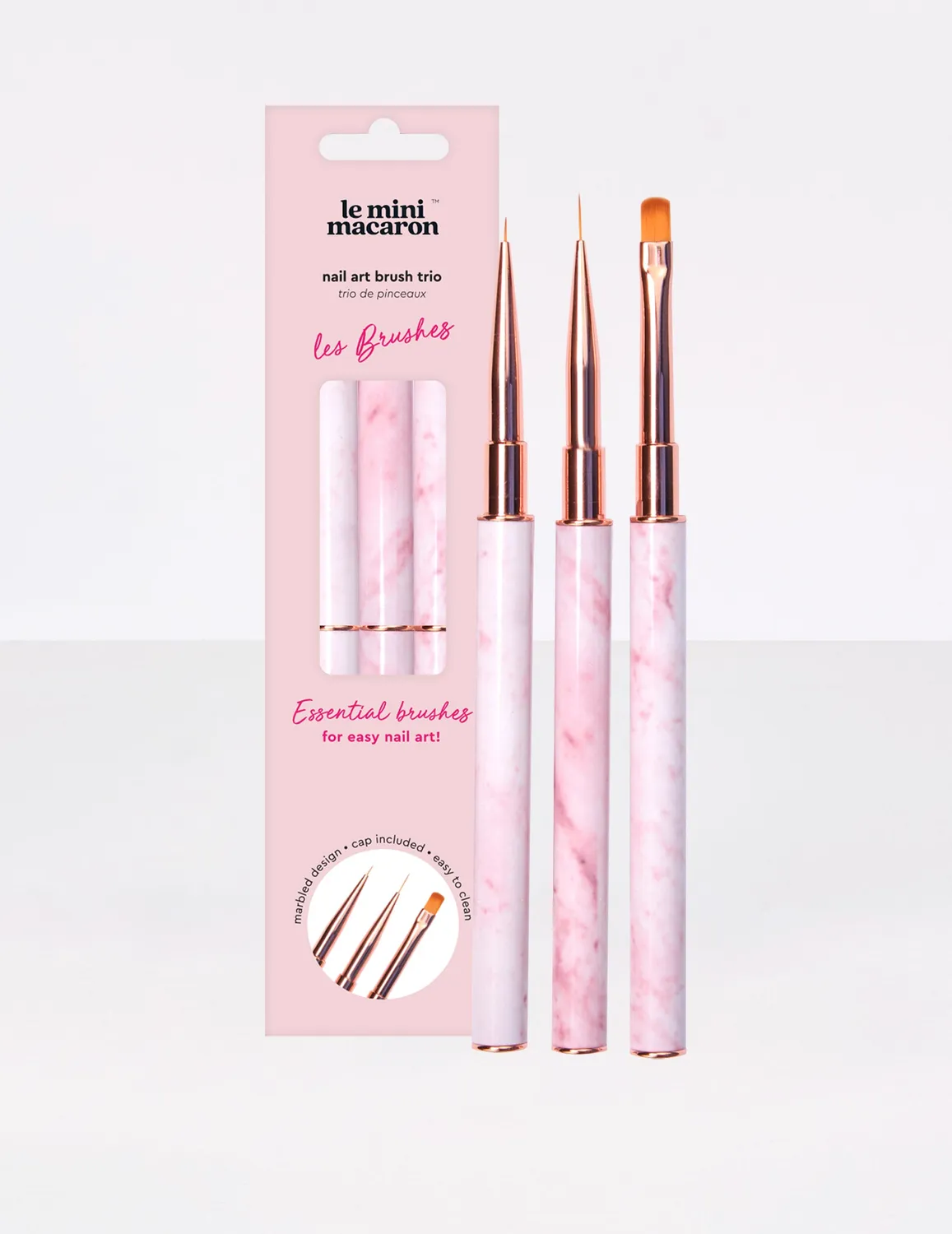 Le Mini Macaron Les Brushes nail art børster 3 stk