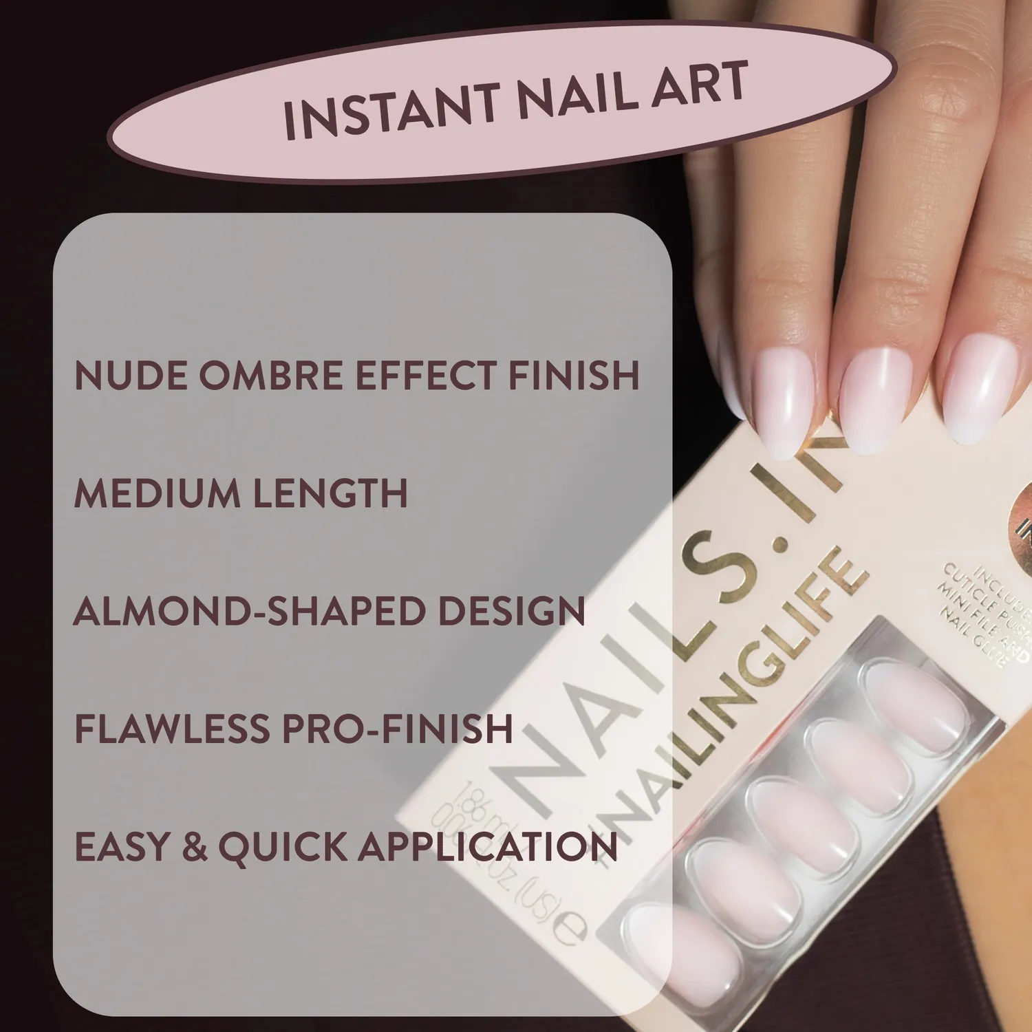 Nails Inc So Selena nude ombré løsnegler