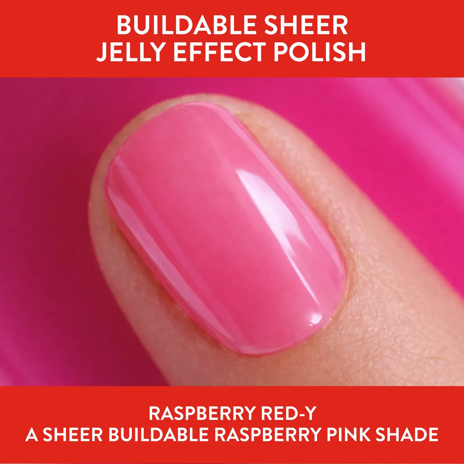 Nails Inc It's Topless Raspberry Red-y neglelakk jelly