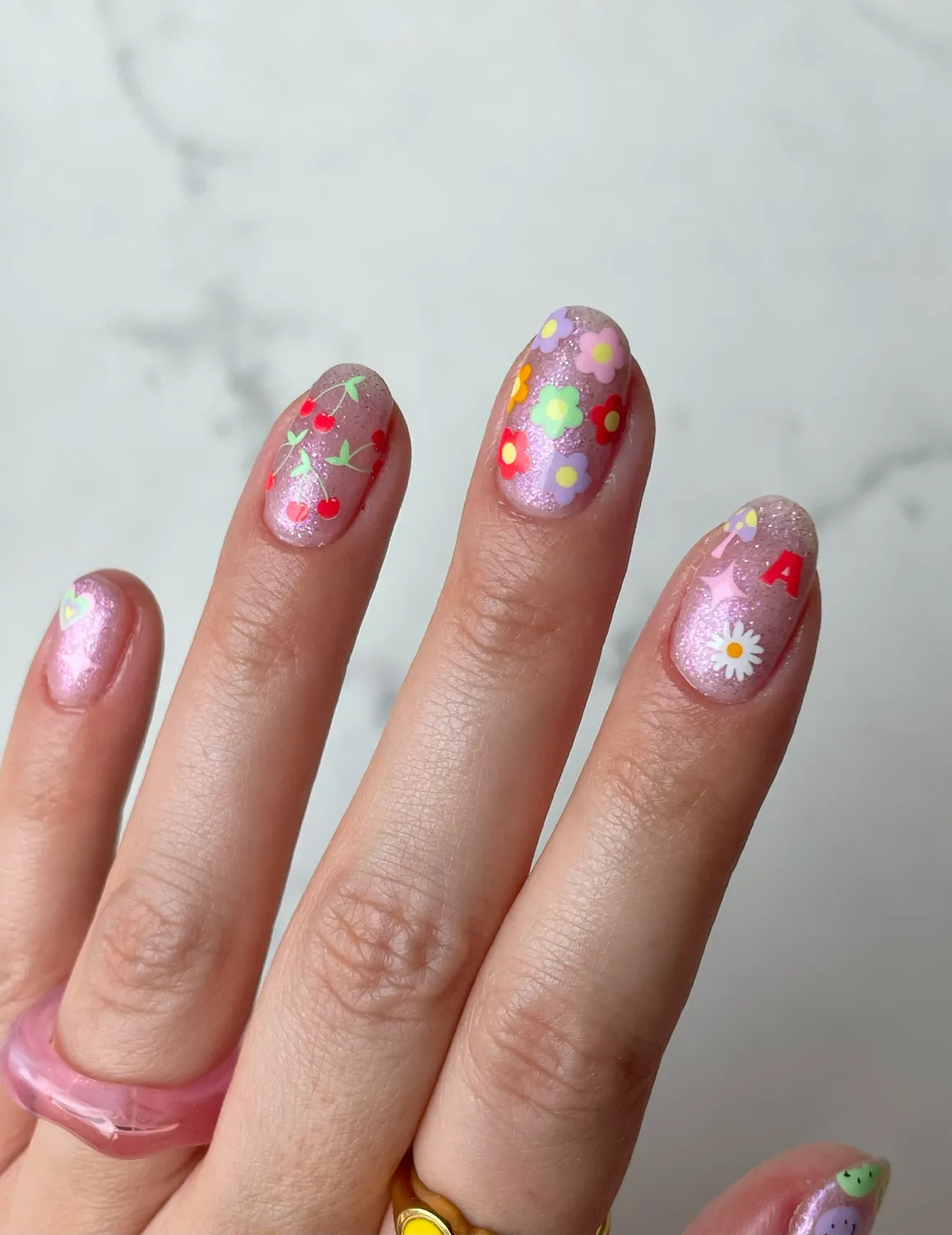 Le Mini Macaron Flower Power neglestickers blomsterark
