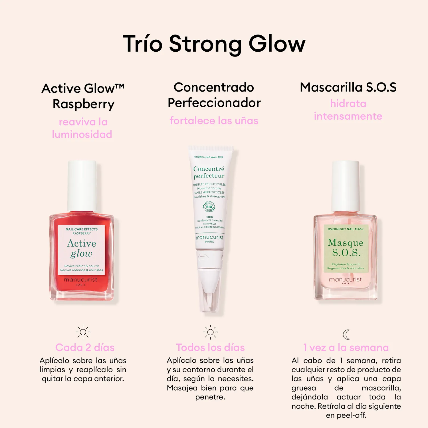 Manucurist Strong Glow Trio neglepleiesett 3 deler