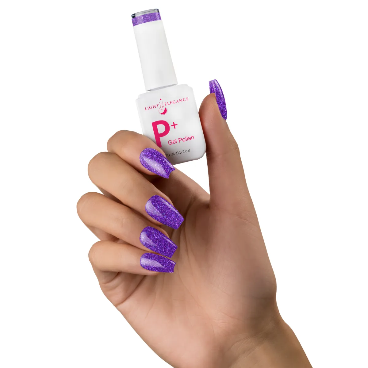 Light Elegance P+ Amethyst Kiss glitter gellakk 10 ml lilla
