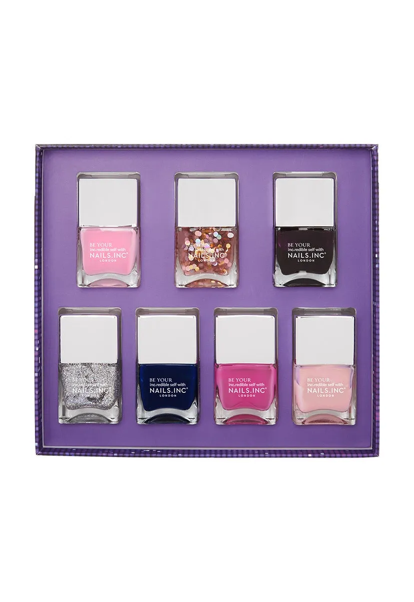 Nails Inc Let's Go Disco neglelakk 7-pakning krem