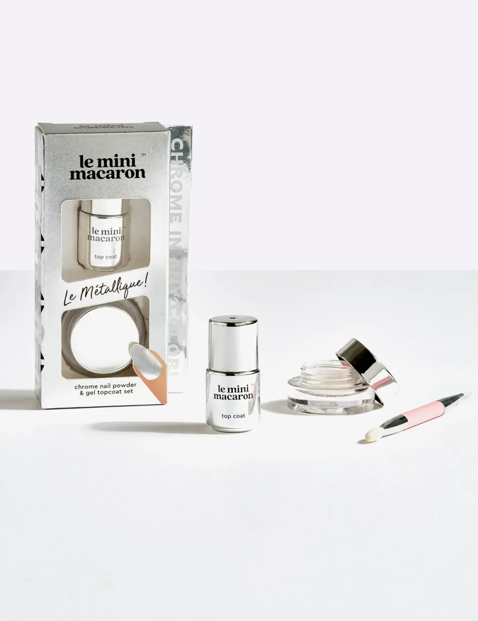 Le Mini Macaron Le Métallique krompudder sett 5 ml sølv