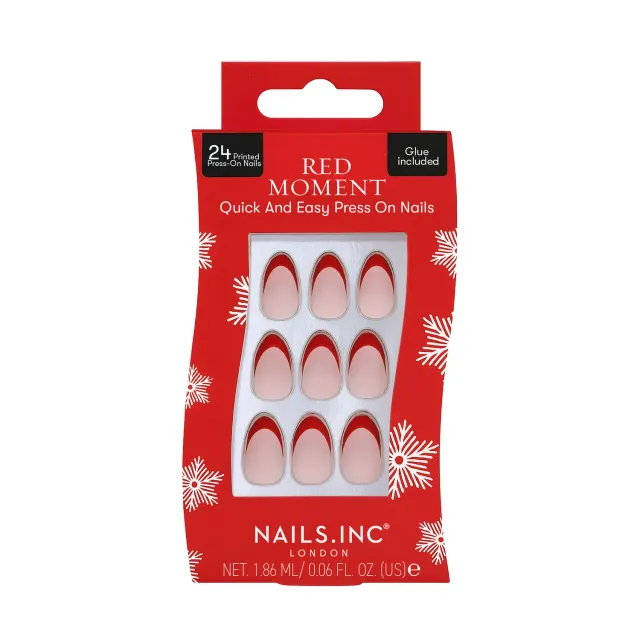 Nails Inc Red Moment press on negler rød