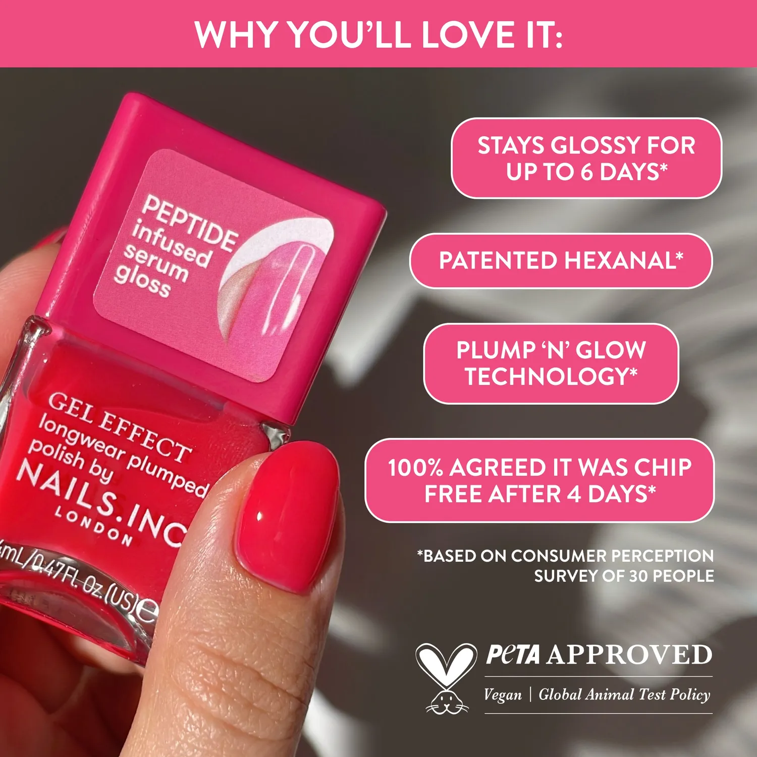 Nails Inc London Plump and Glow neglelakksett 8 deler peptid