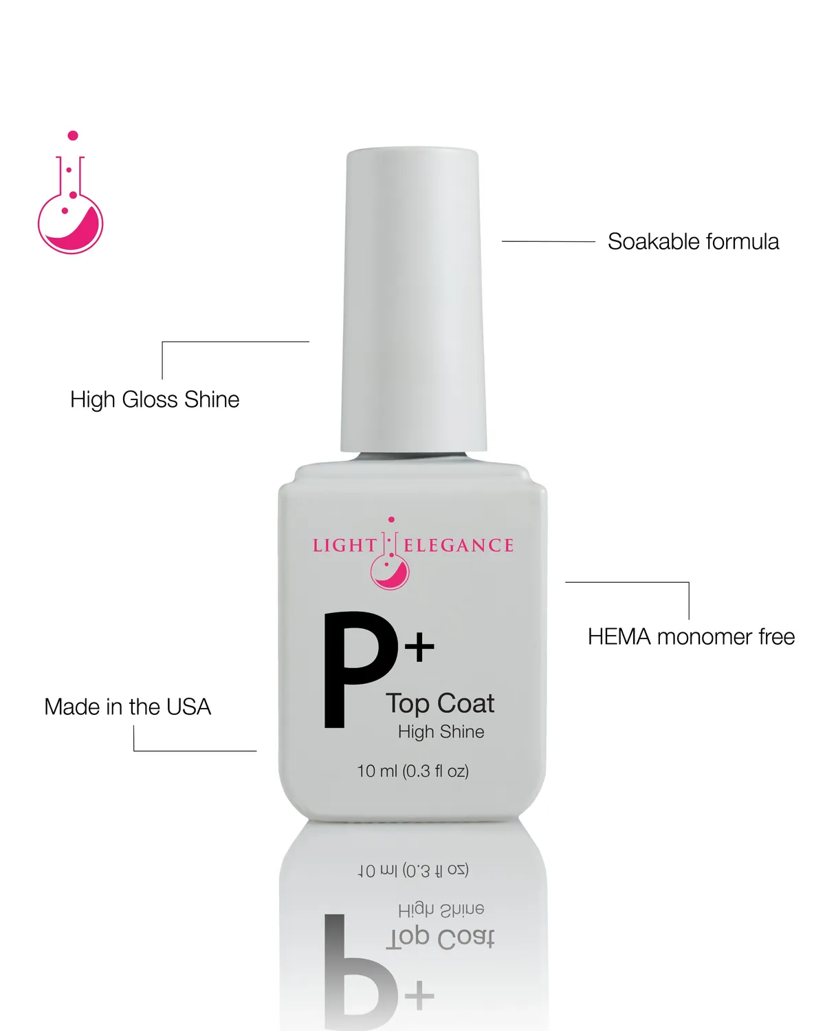 Light Elegance P+ High Shine toppcoat 10 ml soak-off glans