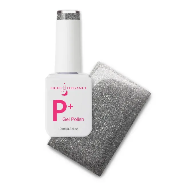 Light Elegance P+ Clean Slate gellakk 10 ml grå glitter