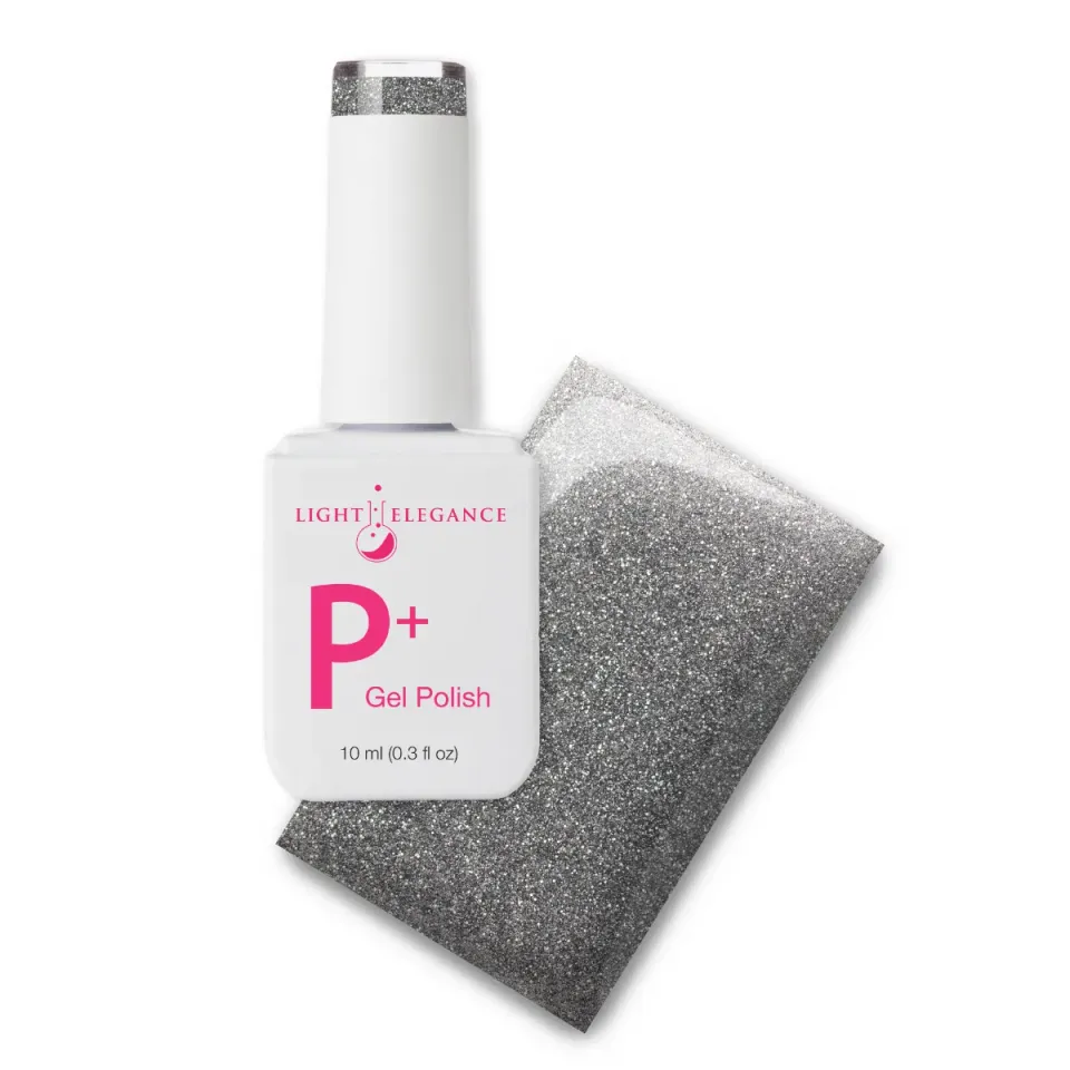 Light Elegance P+ Clean Slate gellakk 10 ml grå glitter