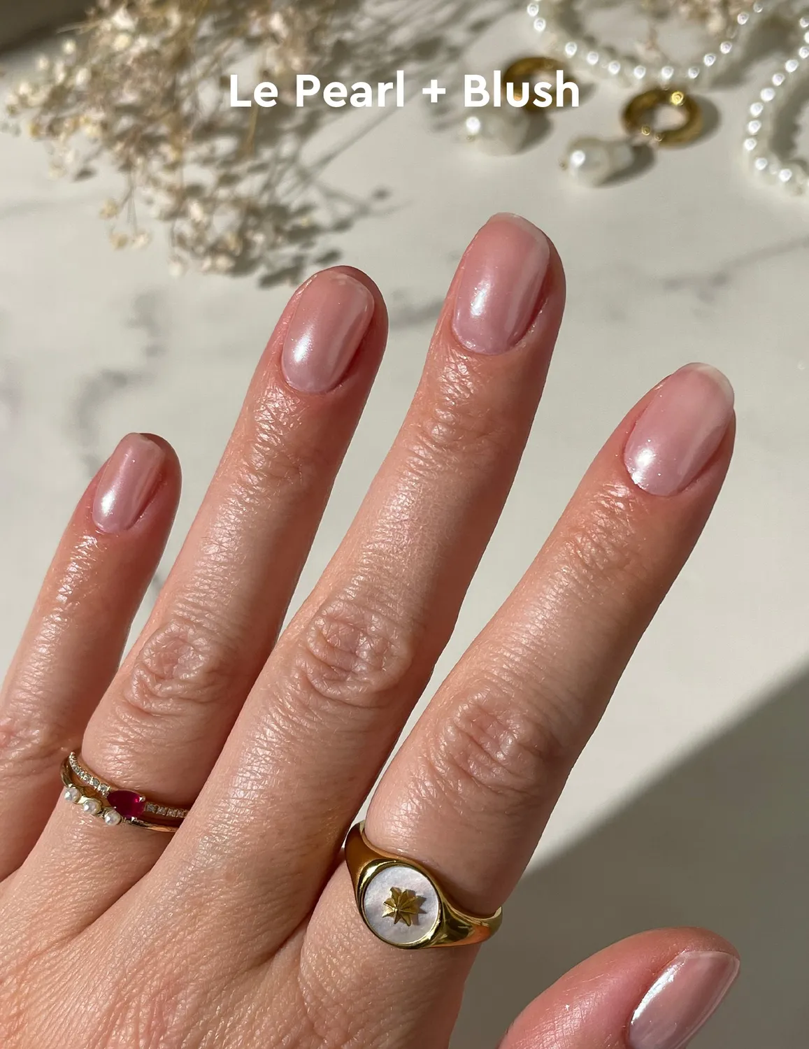 Le Mini Macaron Le Pearl neglepulver sett hvit perlemor