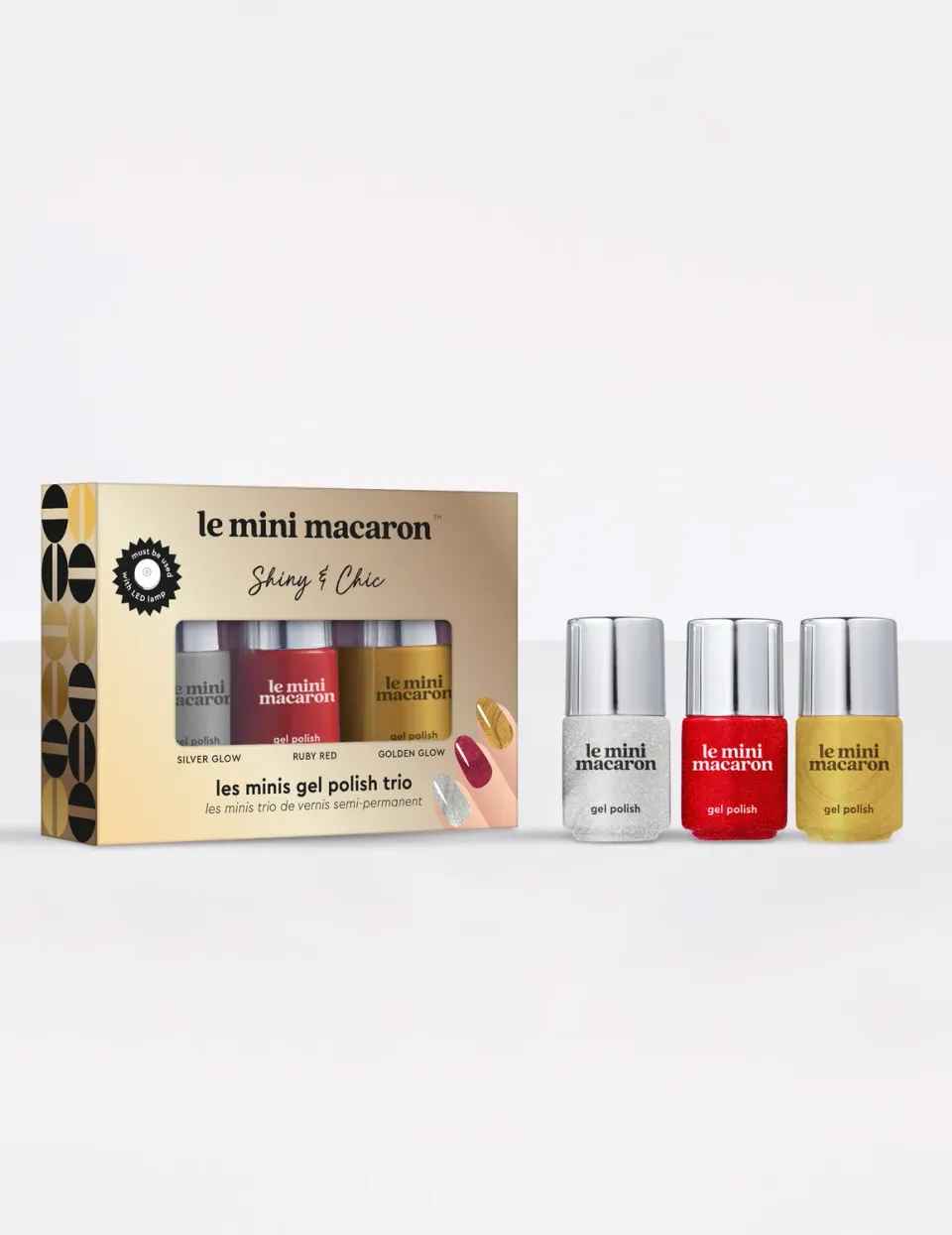 Le Mini Macaron Les Minis Shiny & Chic gellakk 3-pak glitter