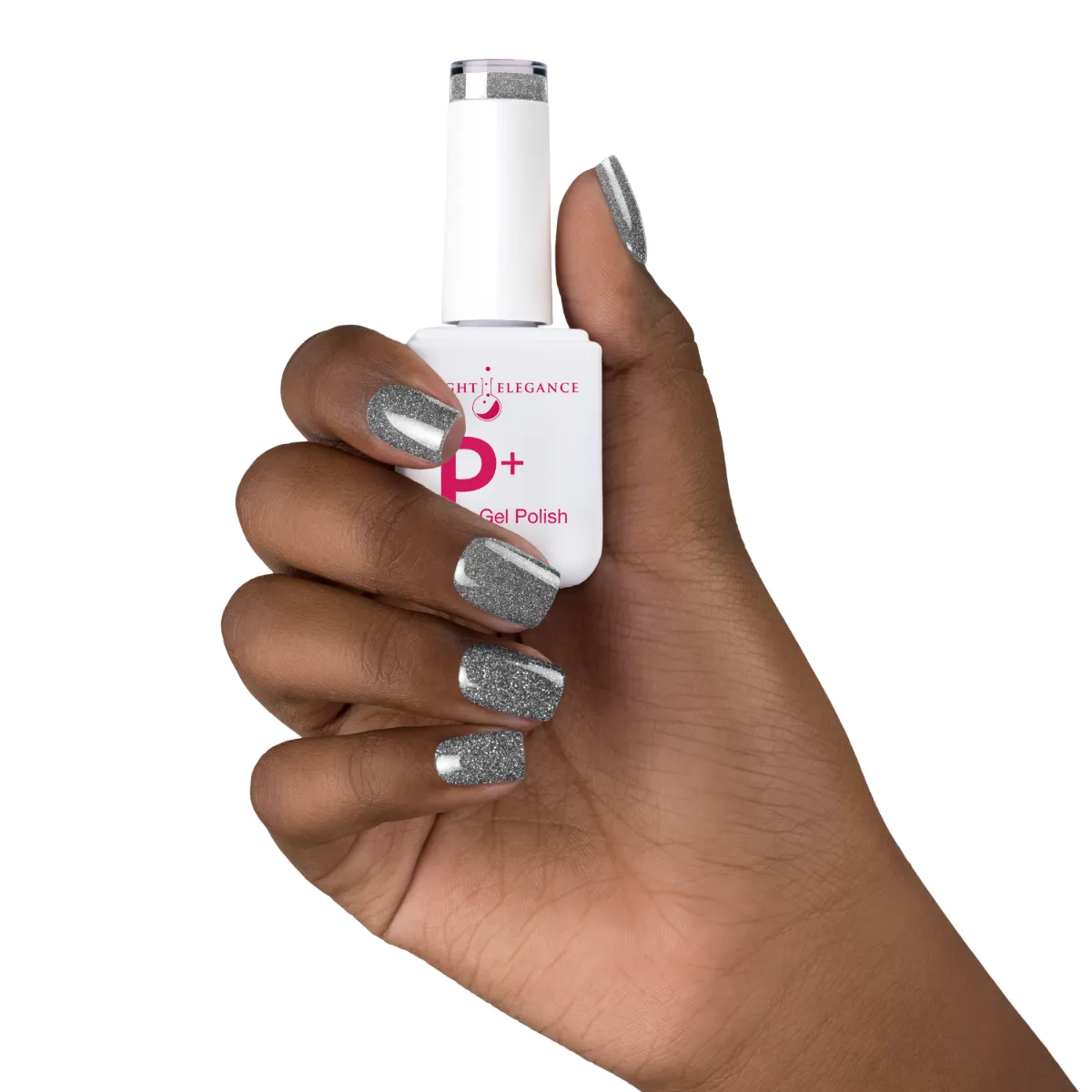 Light Elegance P+ Clean Slate gellakk 10 ml grå glitter